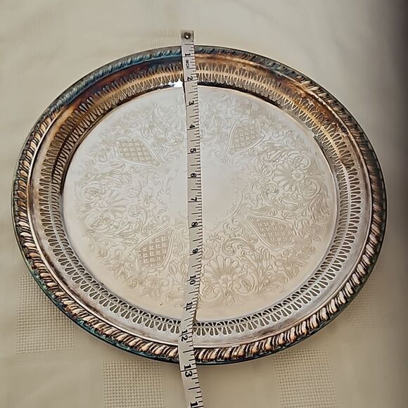 Rogers S.P.Brass Silver Serving Tray 13" - Picture 7 of 16